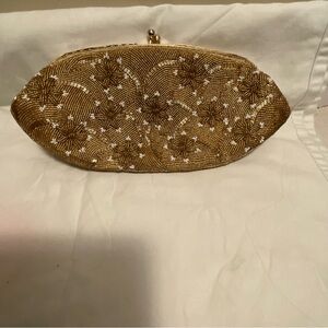 Vintage Gold Beaded Clutch